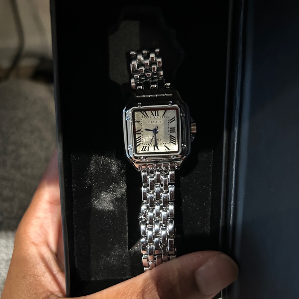 Silver Square Face Bracelet Watch - Classic Roman Dial